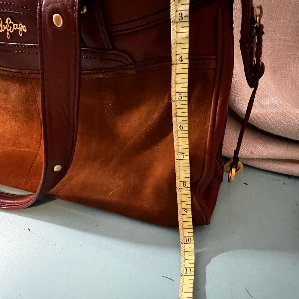 Vintage ! BillyBoo Leather & Suede Tote Bag in Chestnut Brown - Picture 3 of 12